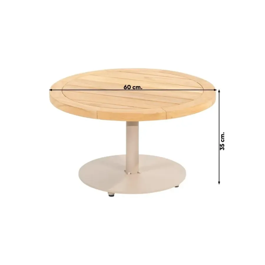 4-Seasons Outdoor 4 Seasons Volta teak salontafel - Ø60 cm. taupe