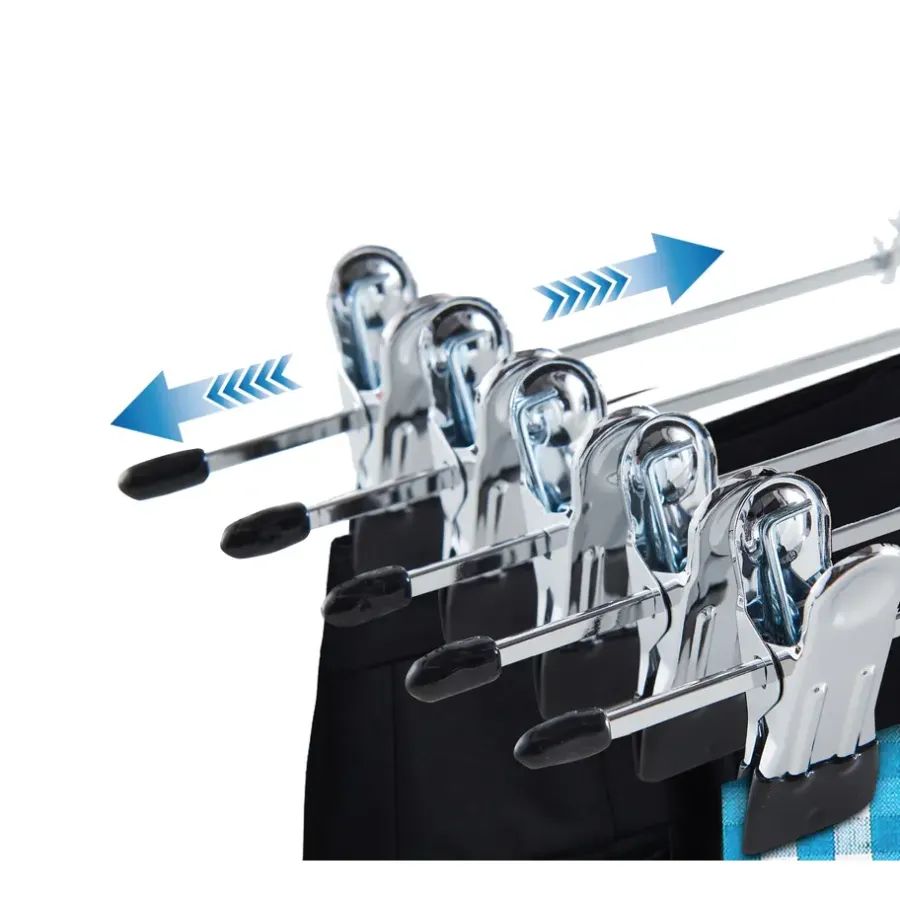 ACAZA 20 Stuks Broekhangers met Knijpers- Stevige Kleding Hangers Zilver en Zwart