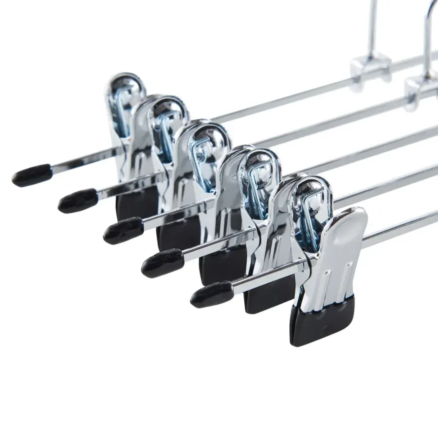ACAZA 20 Stuks Broekhangers met Knijpers- Stevige Kleding Hangers Zilver en Zwart