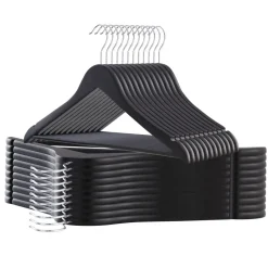 Kledingopbergers-ACAZA 20 stuks Massief Houten Kledinghangers - Esdoorn Hout - Glad Oppervlak - Zwart
