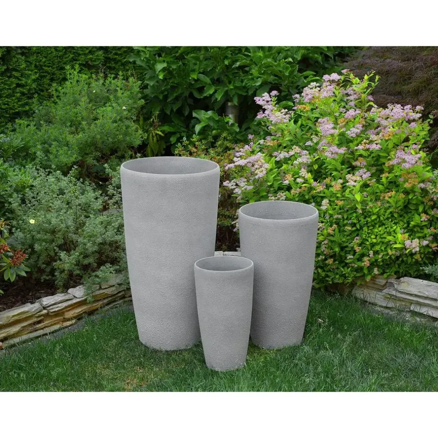 Bloempotten-Beliani ABDERA - Bloempot set van 2 - Grijs - Klein - Stenenmix