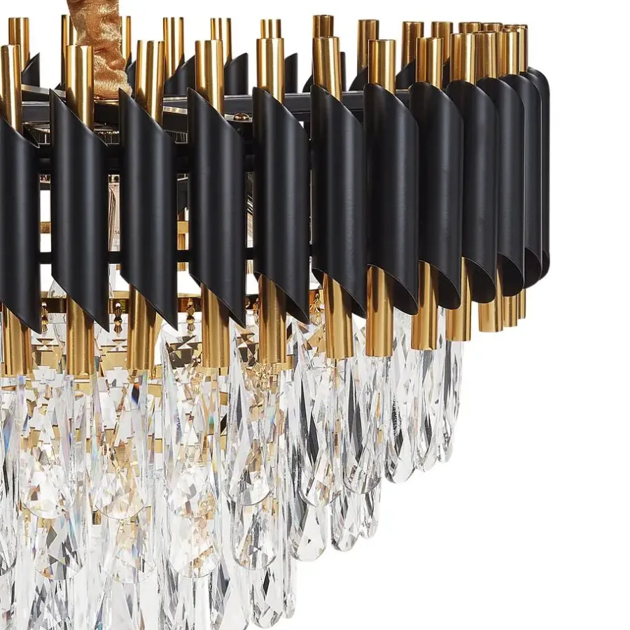 Hanglampen-Beliani ABELLAS - Kroonluchter - Goud/Zwart - Metaal