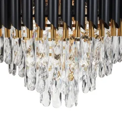 Hanglampen-Beliani ABELLAS - Kroonluchter - Goud/Zwart - Metaal