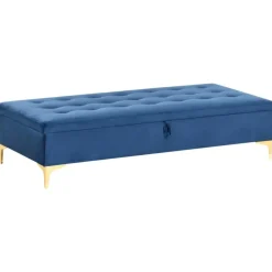 Leen Bakker ABERDEEN - Ottomaan met opbergruimte - Marineblauw - Fluweel