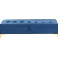 Leen Bakker ABERDEEN - Ottomaan met opbergruimte - Marineblauw - Fluweel