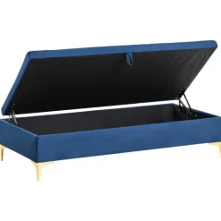 Leen Bakker ABERDEEN - Ottomaan met opbergruimte - Marineblauw - Fluweel