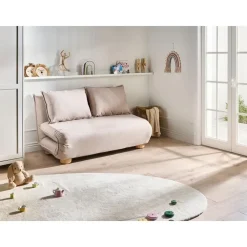Slaapbanken|Slaapbanken-Leen Bakker ABISKO - Slaapbank 2-zits - Beige - Kunstlinnen