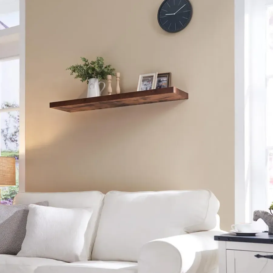 Wandplanken-Merkloos ACAZA Boekenplank van 100 cm lang - industrieel Design - Vintage bruin