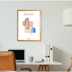 Merkloos ACAZA Fotokader - Fotolijst van 60x80 cm - Warm Oak - MDF - Plexiglas