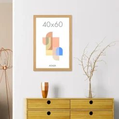 Merkloos ACAZA Fotokader - Fotolijst in MDF van 40x60 cm - Warm Oak - Plexiglas
