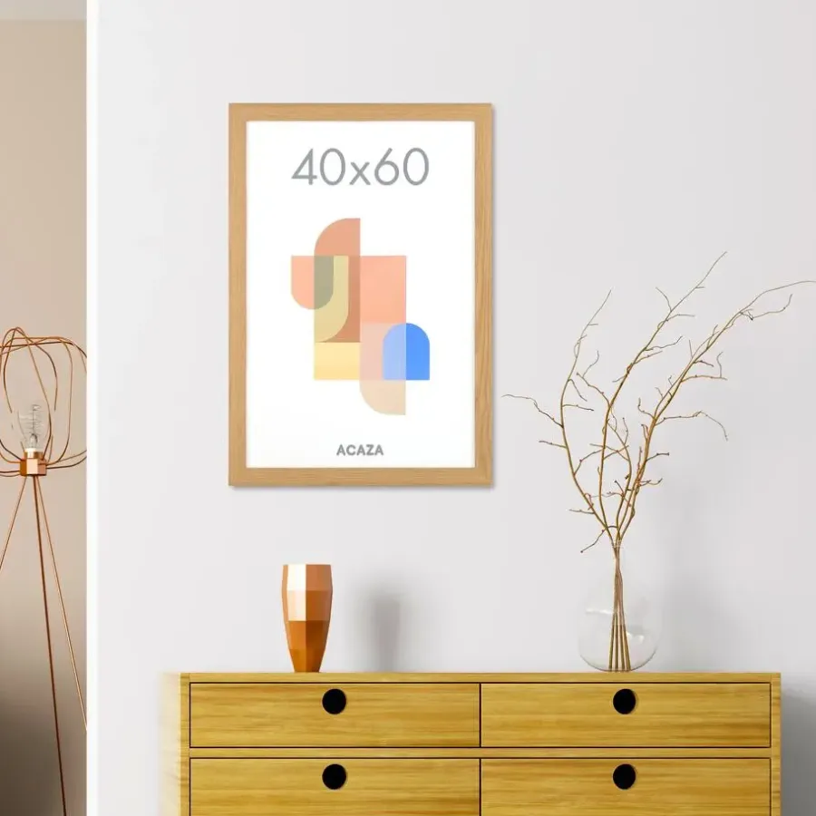 Merkloos ACAZA Fotokader - Fotolijst in MDF van 40x60 cm - Warm Oak - Plexiglas