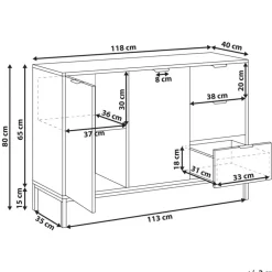 Leen Bakker ADELAIDE - Dressoir - Wit - MDF