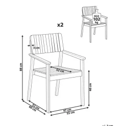 Tuinstoelen-Beliani AGELLO- Tuinstoel set van 2 - Lichthout - Acaciahout