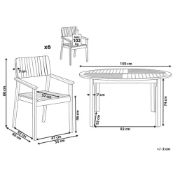 Tuinsets-Beliani AGELLO/TOLVE - Tuinset voor 6 - Lichthout - Acaciahout