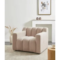 Beliani AGERUP - Fauteuil - Beige - Bouclé