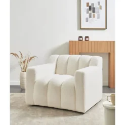Beliani AGERUP - Fauteuil - Gebroken wit - Bouclé