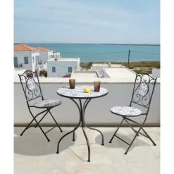 Bistro- & Balkonsets-Leen Bakker AGGIUS - Set van 2 tuinstoelen - Zwart - IJzer