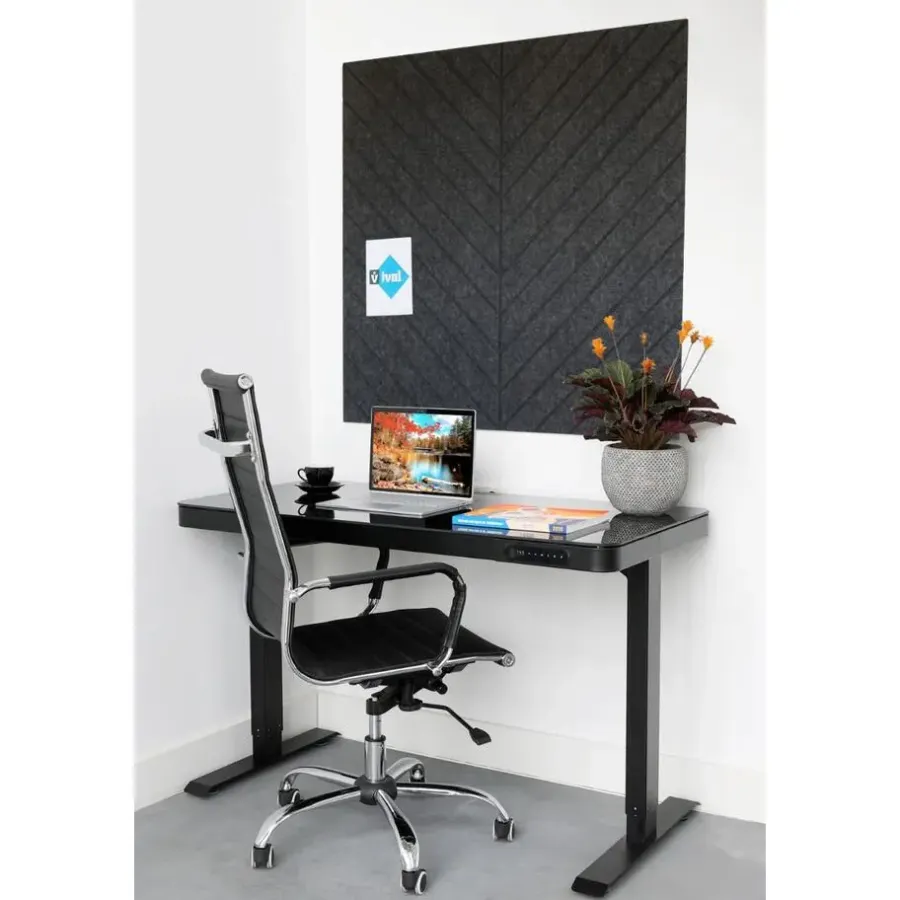 IVOL Akoestisch wandpaneel PET-vilt - 100x100cm - Visgraat motief Antraciet