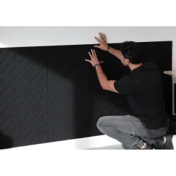 IVOL Akoestisch wandpaneel PET-vilt - 100x100cm - Visgraat motief Antraciet