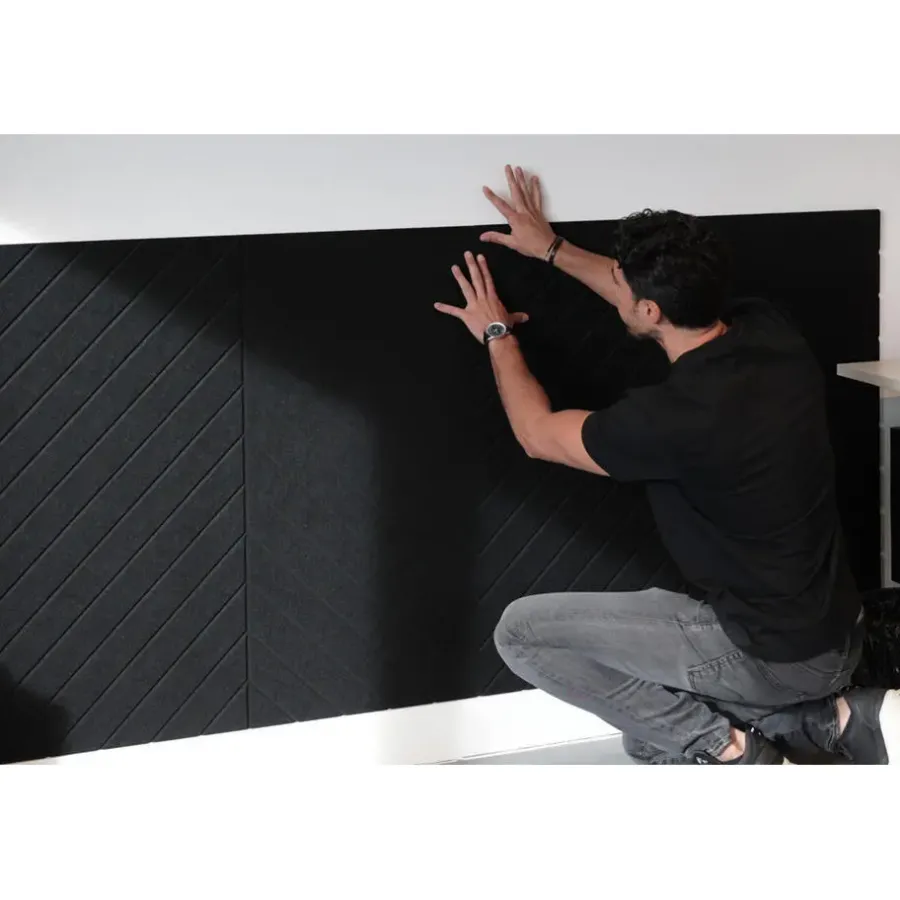 IVOL Akoestisch wandpaneel PET-vilt - 100x100cm - Visgraat motief Antraciet