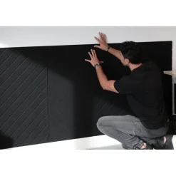 Wandpanelen-IVOL Akoestisch wandpaneel PET-vilt - 100x100cm - Visgraat motief Zwart