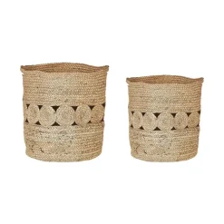 Opbergmanden-Beliani ALANG - Mand set van 2 - Natuurlijk - Jute