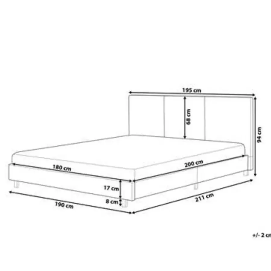 2-Persoons Bedden-Beliani ALBI - Tweepersoonsbed - Beige - 180 x 200 cm - Polyester