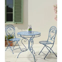 Bistro- & Balkonsets-Leen Bakker ALBINIA - Tuinstoel set van 2 - Blauw - Metaal
