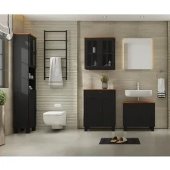 Wastafelkasten-Dorel Home Alby - Wastafelonderkast 60 cm met 2 deuren in antraciet