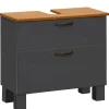 Wastafelkasten-Dorel Home Alby - Wastafelonderkast 60 cm met 1 klep 1 lade in antraciet