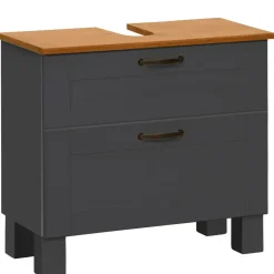 Wastafelkasten-Dorel Home Alby - Wastafelonderkast 60 cm met 1 klep 1 lade in antraciet