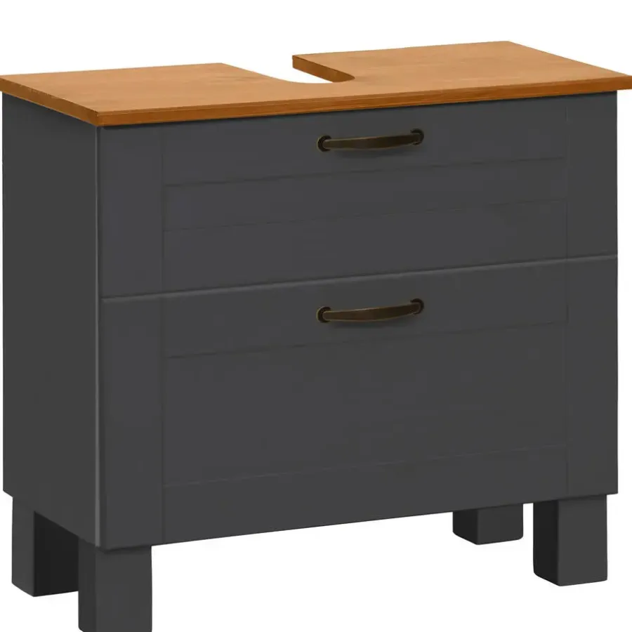 Wastafelkasten-Dorel Home Alby - Wastafelonderkast 60 cm met 1 klep 1 lade in antraciet