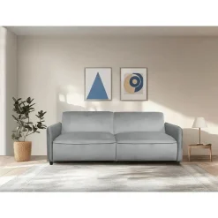 Dorel Home Alicia - Slaapbank 3-zits in lichtgrijze fluweel
