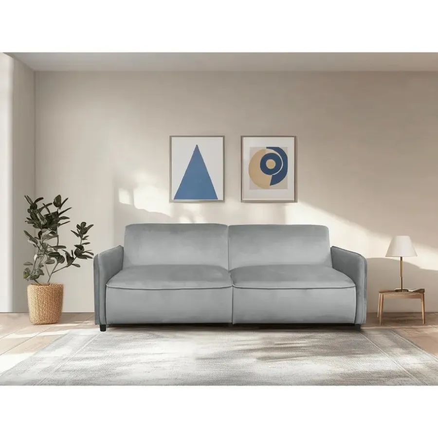 Dorel Home Alicia - Slaapbank 3-zits in lichtgrijze fluweel