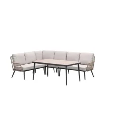 Loungesets-Garden Impressions Allasio lounge-dining hoekset - 5-dlg. - c.black - desert sand - VW