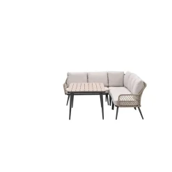 Loungesets-Garden Impressions Allasio lounge-dining hoekset - 5-dlg. - c.black - desert sand - VW