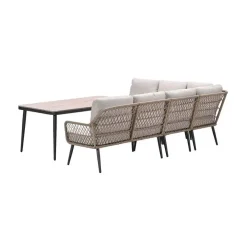 Loungesets-Garden Impressions Allasio lounge-dining hoekset - 5-dlg. - c.black - desert sand - VW
