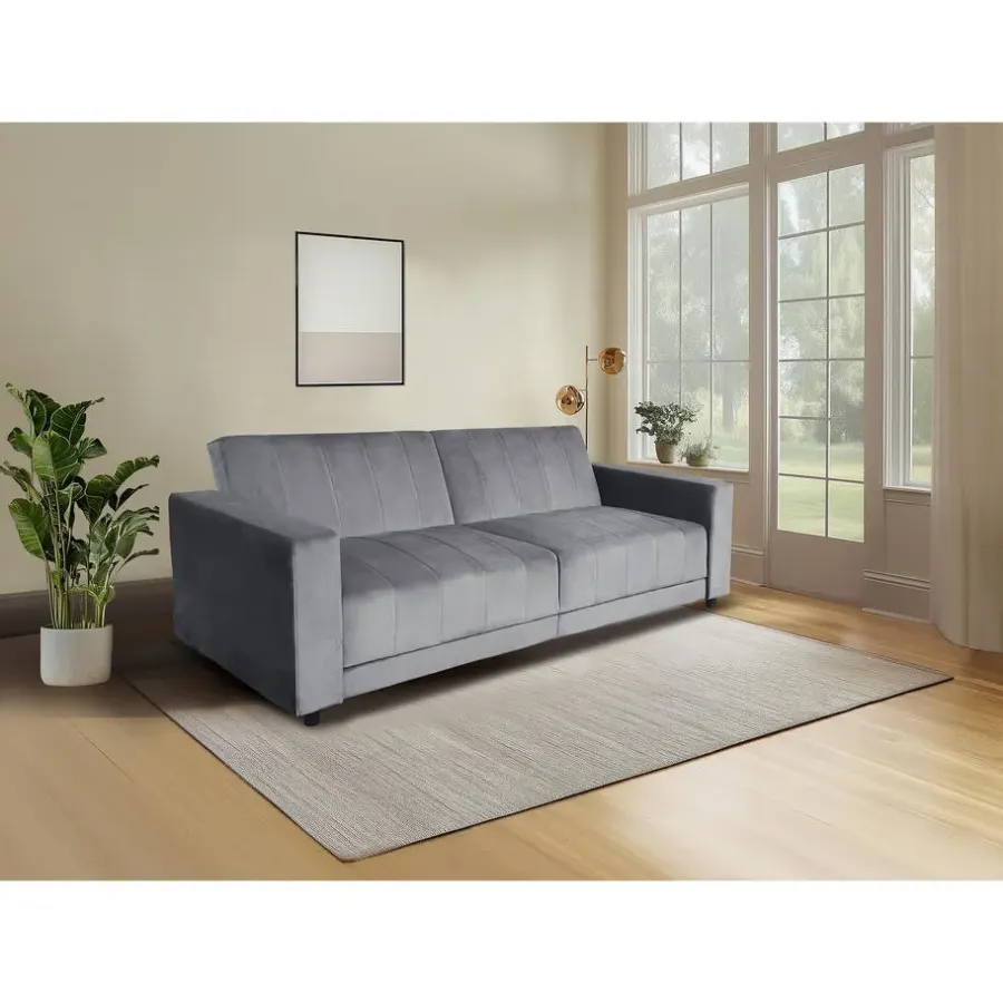Dorel Home Allie II - Slaapbank 3-zits in antraciet fluweel