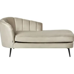 Beliani ALLIER - Chaise longue - Beige - Linkerzijde - Fluweel