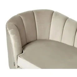 Beliani ALLIER - Chaise longue - Beige - Linkerzijde - Fluweel