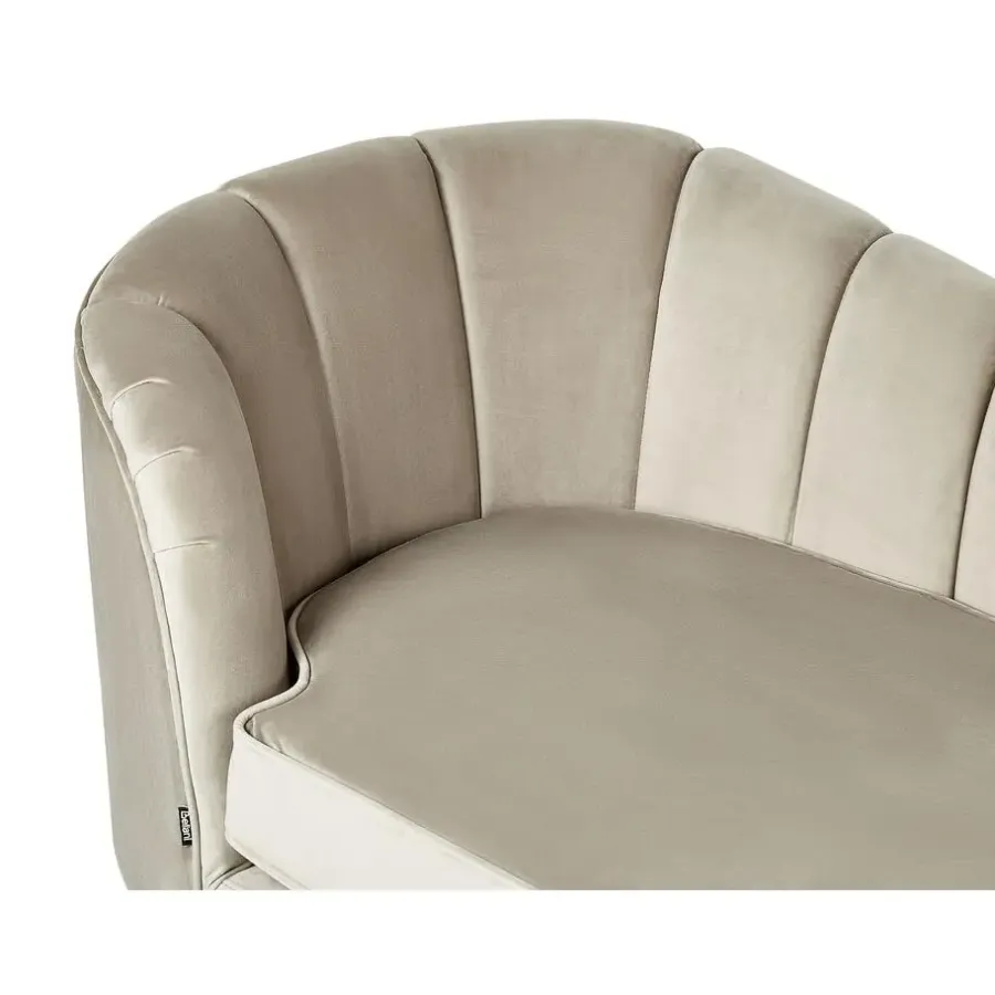 Beliani ALLIER - Chaise longue - Beige - Linkerzijde - Fluweel