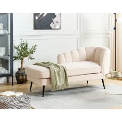 Beliani ALLIER - Chaise longue - Beige - Rechterzijde - Bouclé