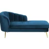 Beliani ALLIER - Chaise longue - Blauw - Linkerzijde - Fluweel