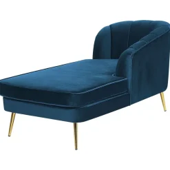 Beliani ALLIER - Chaise longue - Blauw - Linkerzijde - Fluweel