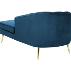 Beliani ALLIER - Chaise longue - Blauw - Linkerzijde - Fluweel