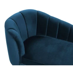Beliani ALLIER - Chaise longue - Blauw - Linkerzijde - Fluweel