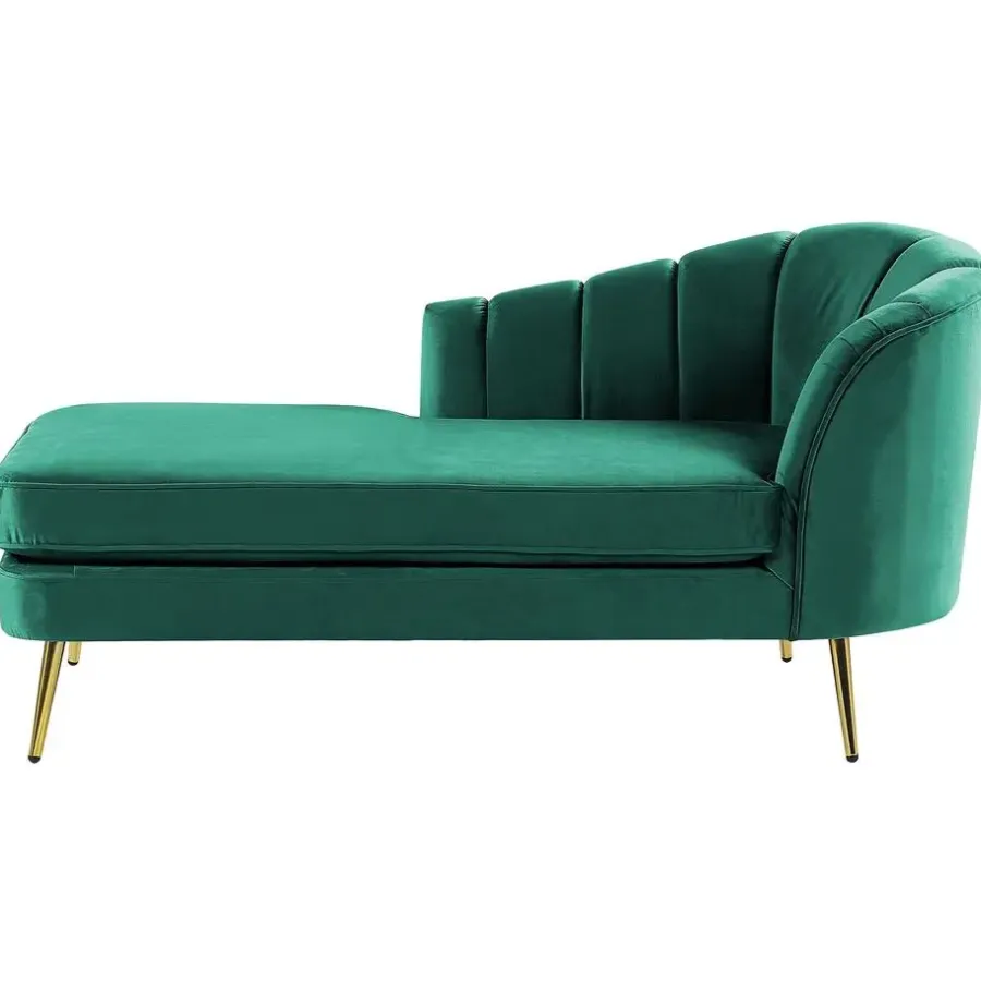 Loveseats-Beliani ALLIER - Chaise longue - Groen - Rechterzijde - Fluweel