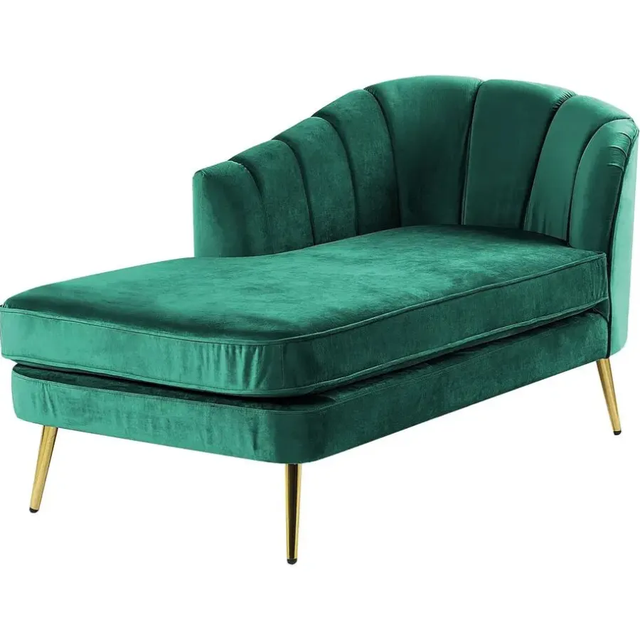 Loveseats-Beliani ALLIER - Chaise longue - Groen - Rechterzijde - Fluweel