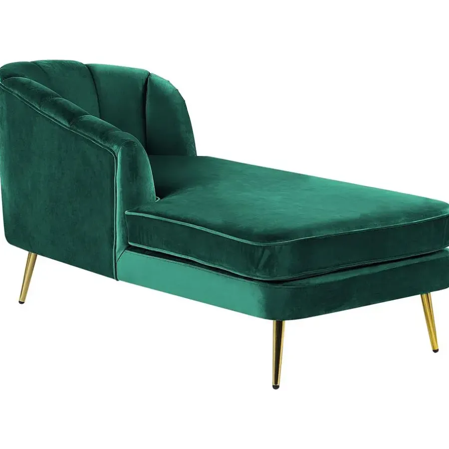 Loveseats-Beliani ALLIER - Chaise longue - Groen - Rechterzijde - Fluweel