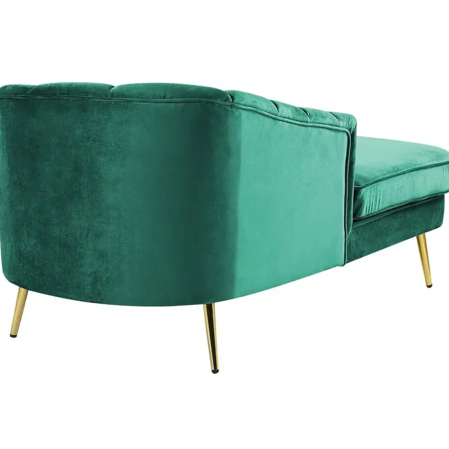 Loveseats-Beliani ALLIER - Chaise longue - Groen - Rechterzijde - Fluweel